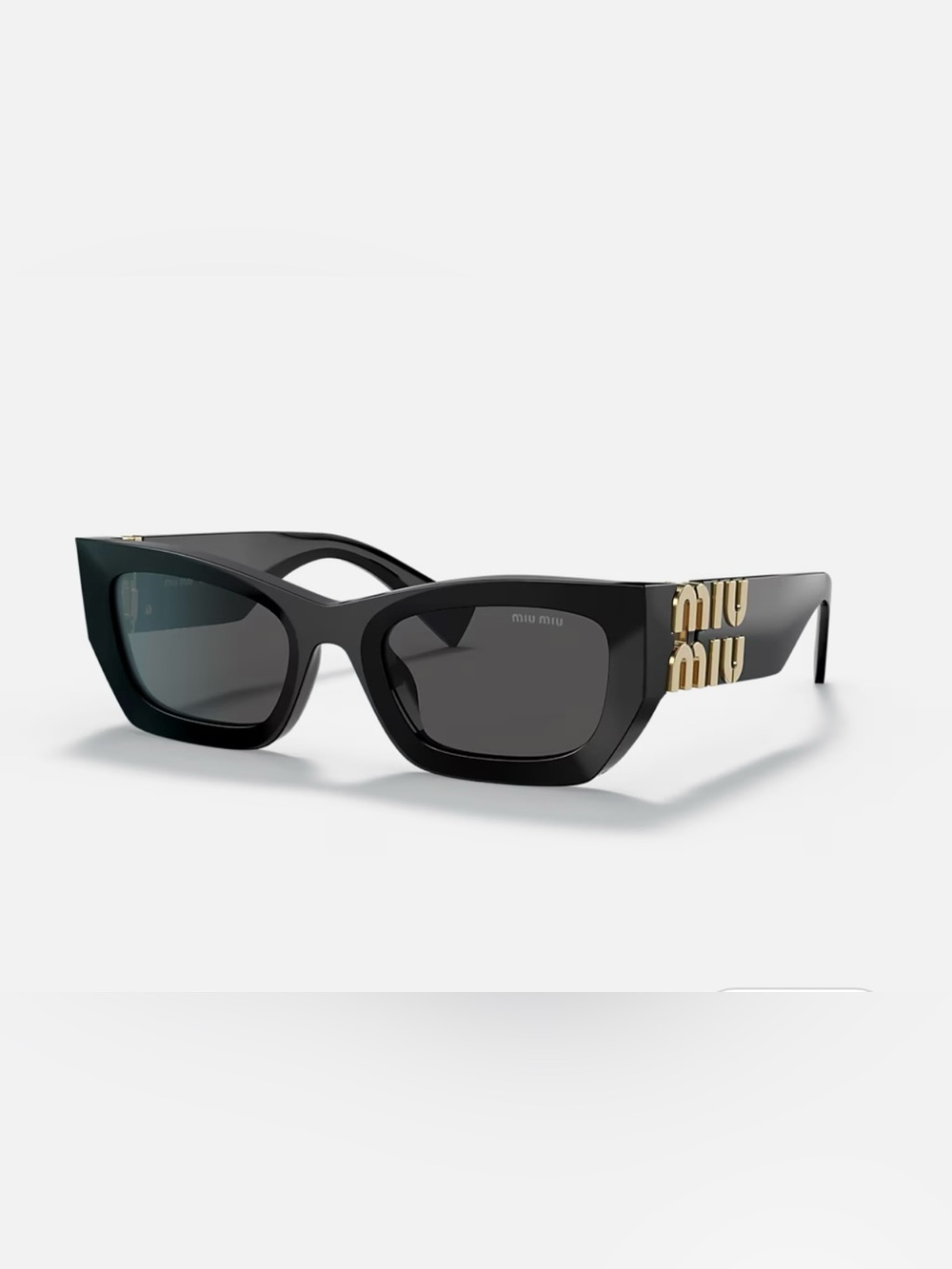 Miu Miu Black Cat-Eye Sunglasses with Gold Logo Temples